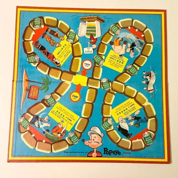Vintage 1957 The  Adventures Of Popeye Board Game Eng and French Missing 4 Discs - Picture 5 of 16